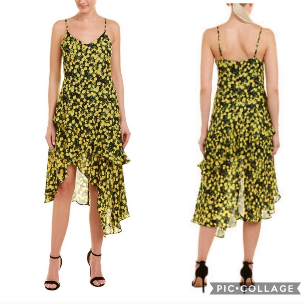💋SOLD💋Parker Limon Asymmetrical Lemon Silk Dress